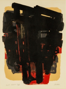 Pierre Soulages (French, b. 1919) "Brown and Black Composition"